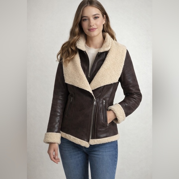 Soia & Kyo Jackets & Blazers - Soia & Kyo Brown Teddy Jacket with Cream Accents szie XS